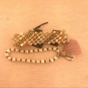 Light pink beaded bracelet stack